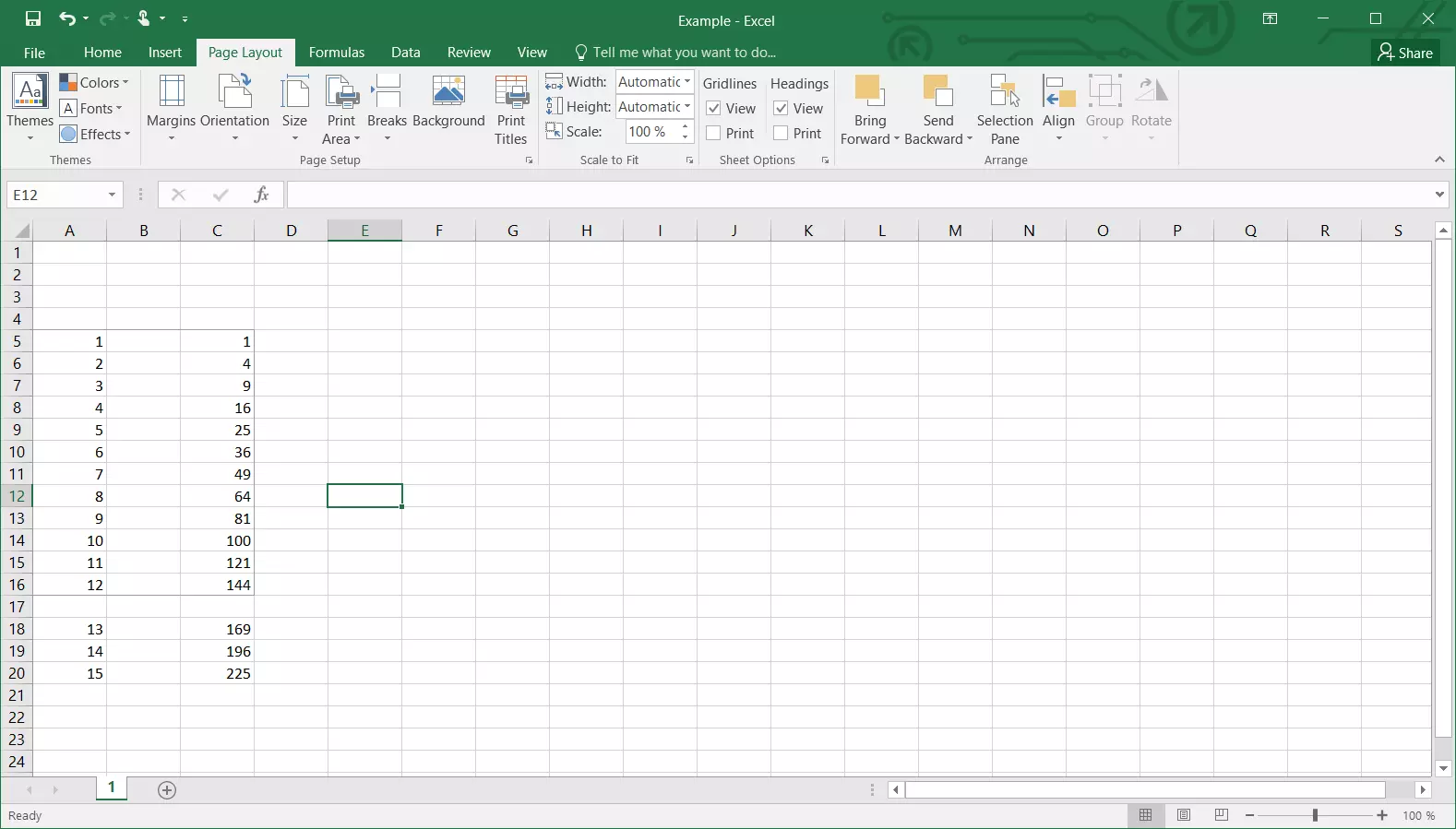 Setting the print area in Excel