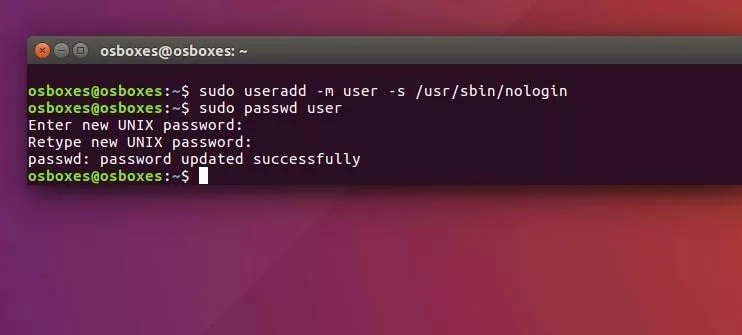 Ubuntu terminal: User account creation