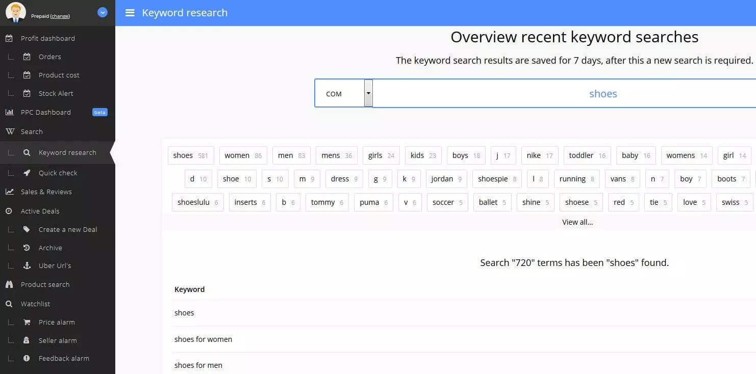 Uberseller: Keyword research