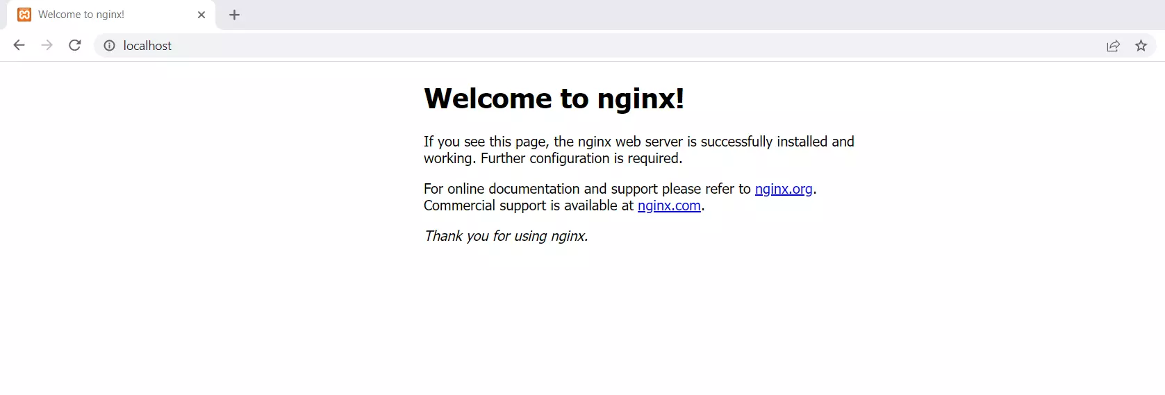 Start Nginx in your browser