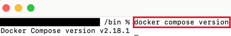 Screenshot of the Mac terminal after running docker compose version