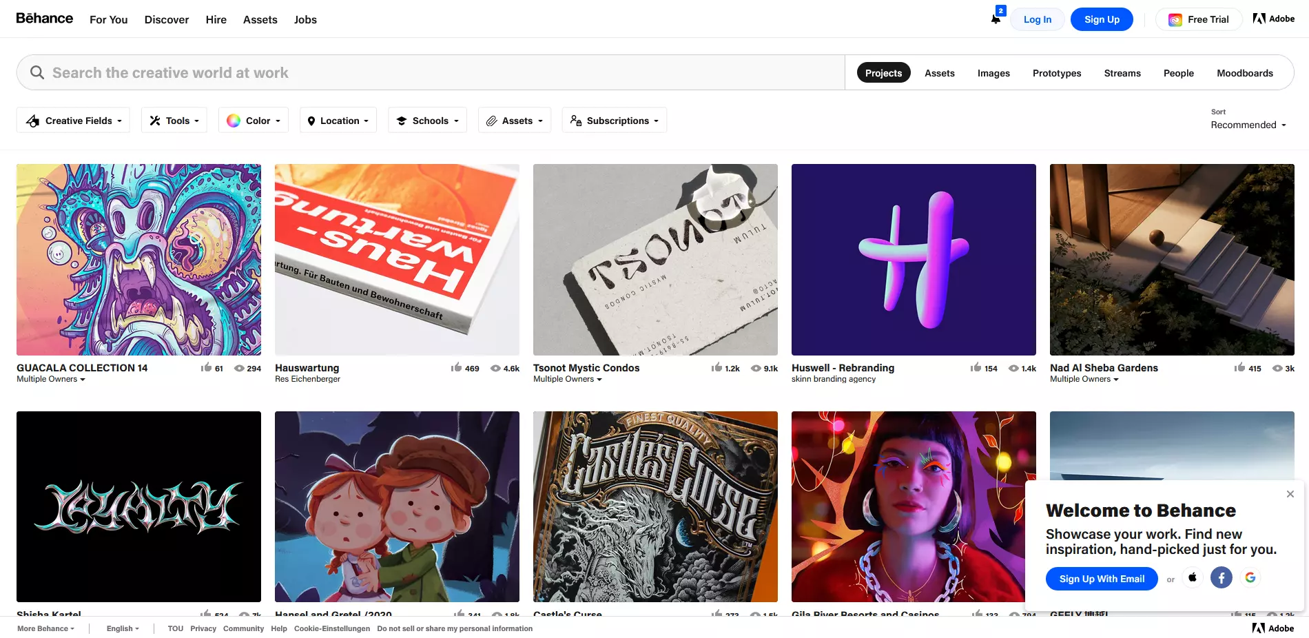 Screenshot of Behance’s website