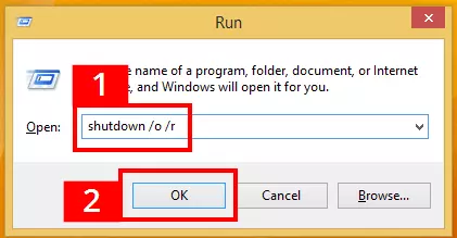 Shutdown command in the Windows 8 run dialogue