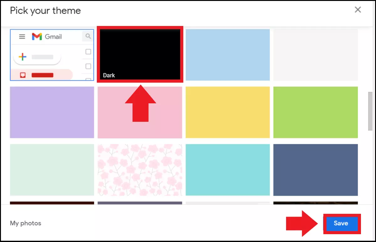 Pick your theme in Gmail’s theme settings