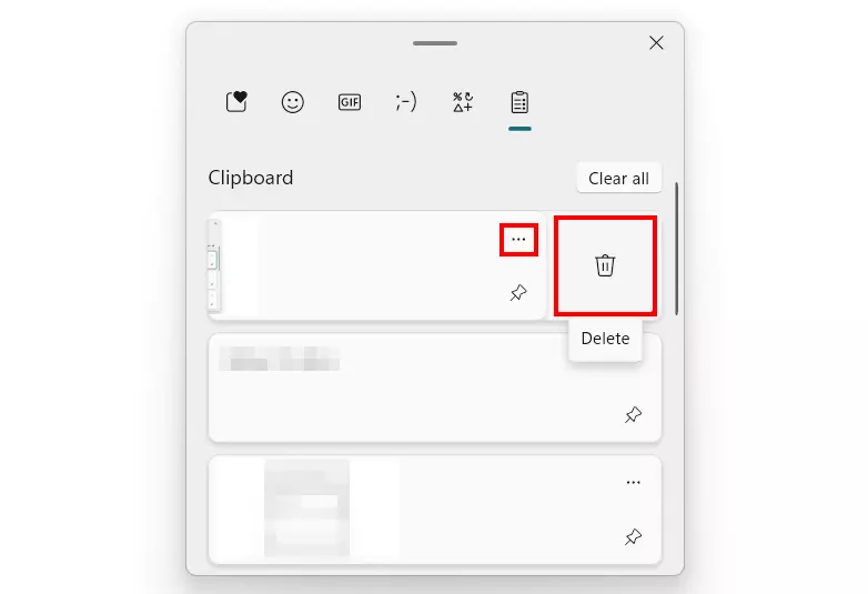 Delete single item from Windows 11 Clipboard