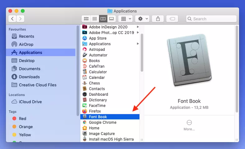 Add Mac fonts: Find the ‘Font Book’ application