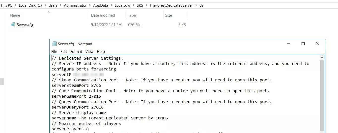 The Forest: Configure Dedicated Server in Server.cfg