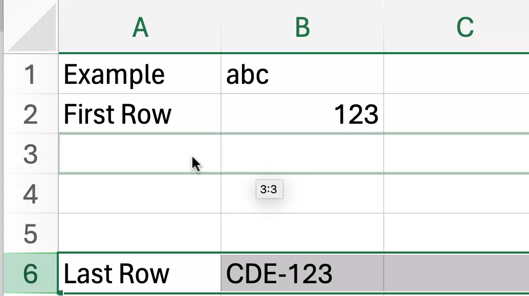 Excel: Move row