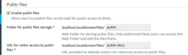 File sharing configuration in Plesk