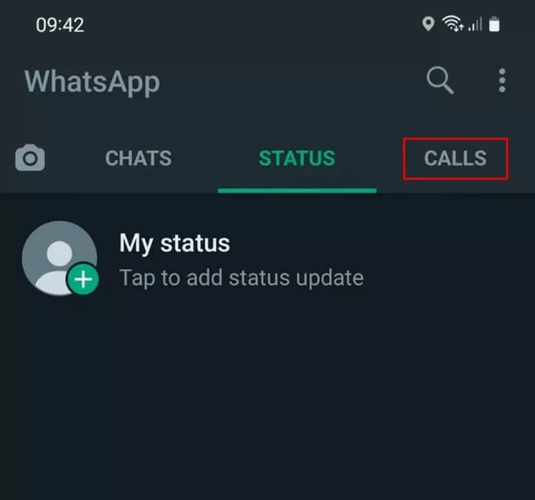 WhatsApp: 'Calls' tab