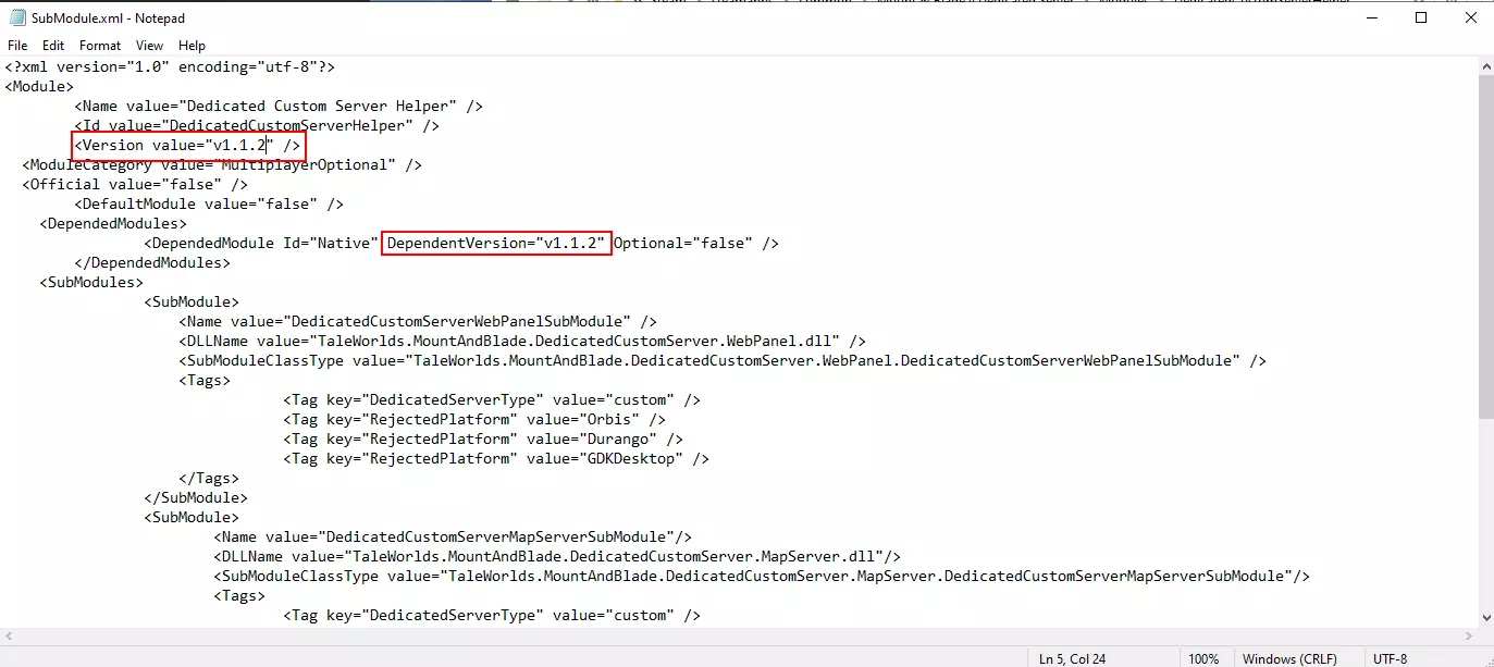 The Dedicated Customer Server Helper settings can be changed in the SubModule.xml file