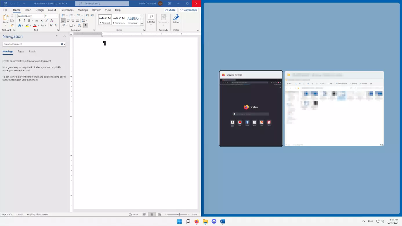 Windows 11 split screen: preview with coloured window border