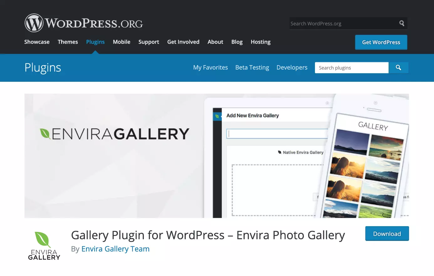 Envira Photo Gallery for WordPress is available for download at wordpress.org