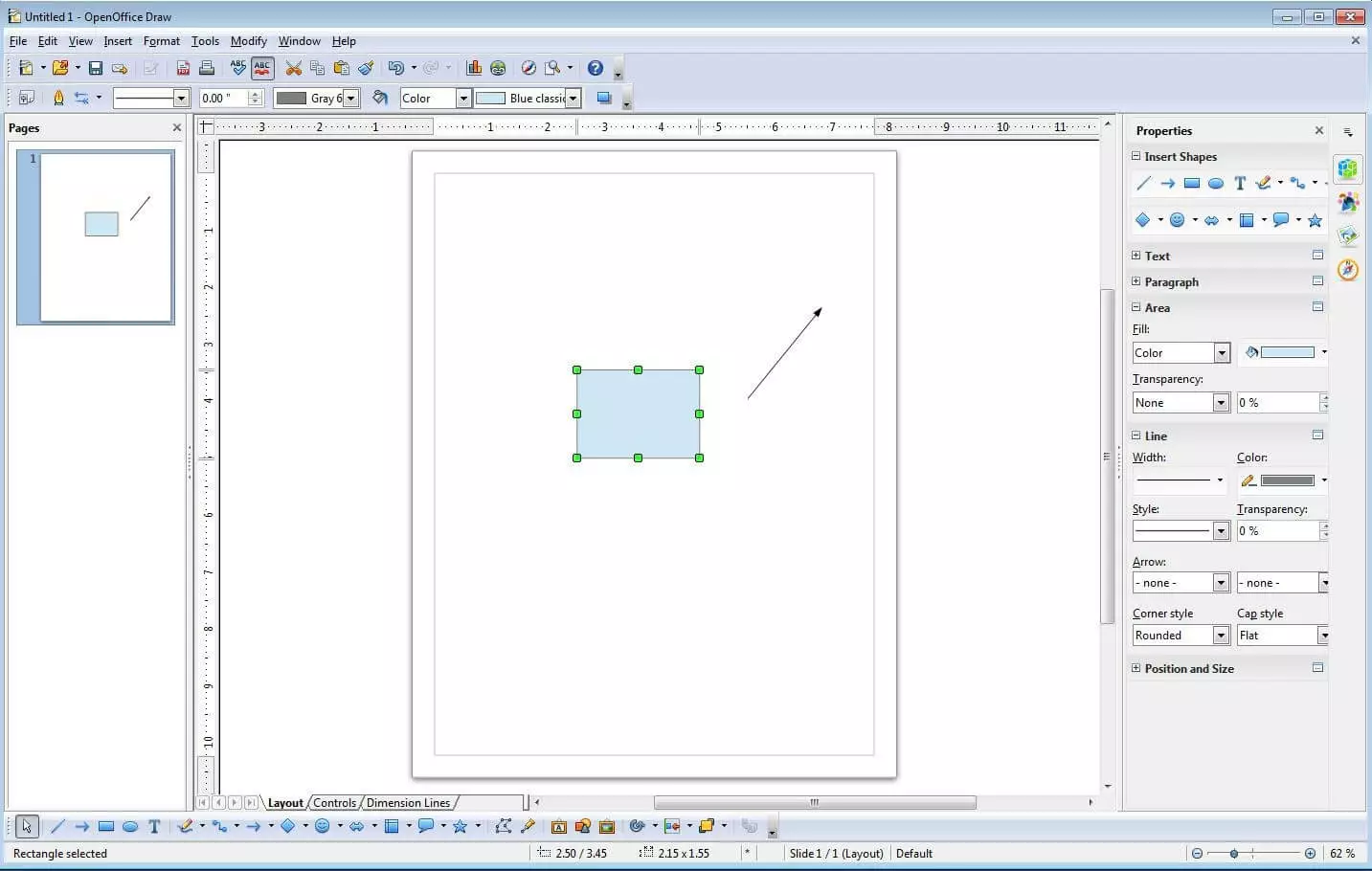 Apache OpenOffice Draw user interface