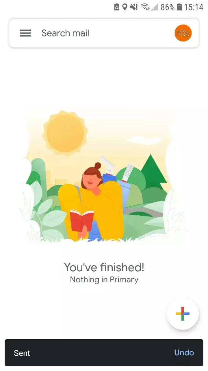 Gmail Android app: Display after sending an email