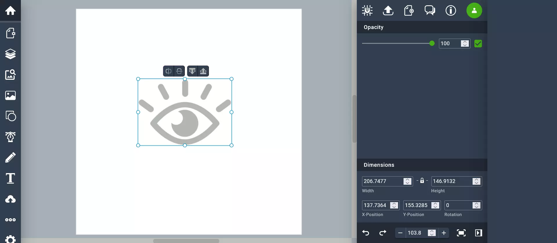 Vectr user interface