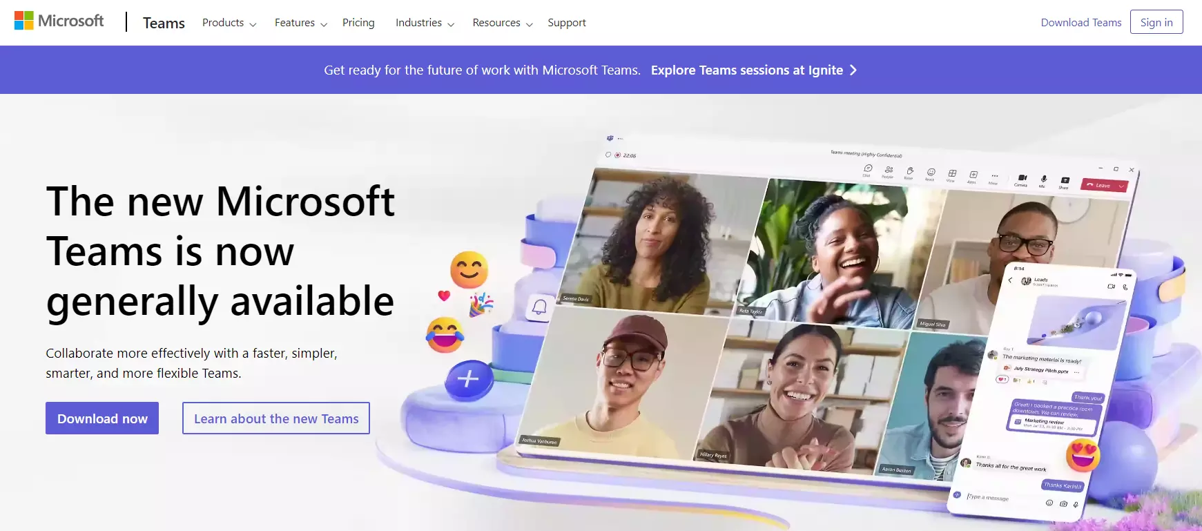 Screenshot of the Microsoft Teams website