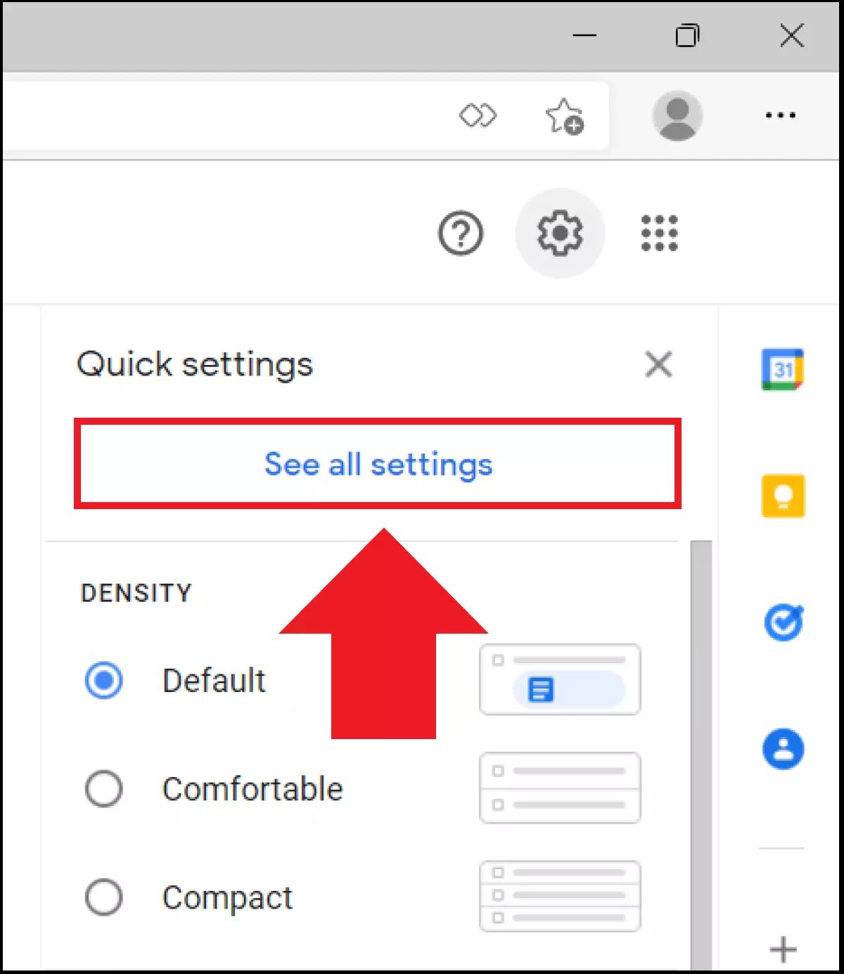 The ‘See all settings’ option in Gmail