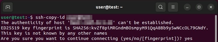 Adding the public SSH key via the Ubuntu Terminal