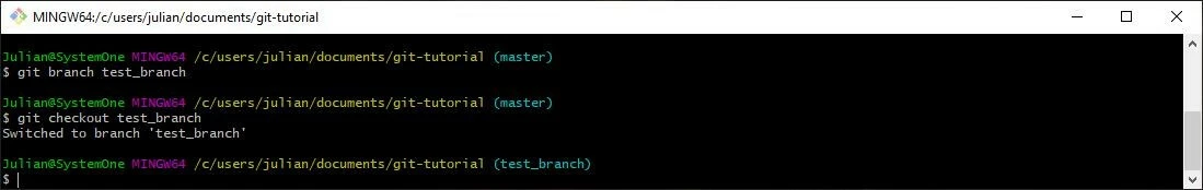 Git Tutorial: Switching branches via Git-Bash