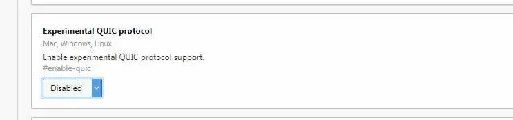 Opera ‘Experiments’ menu: Experimental QUIC protocol