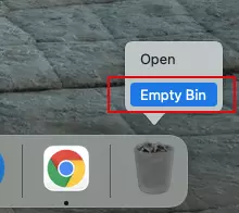 The ‘Empty Bin’ option on a Mac