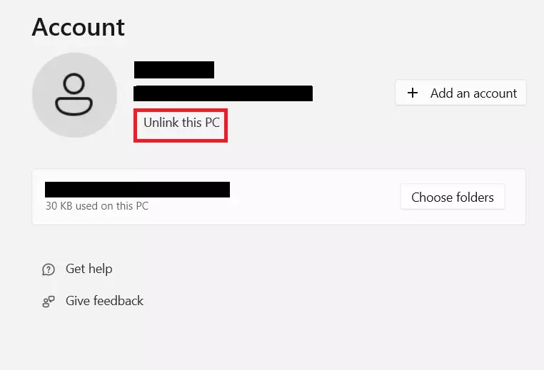 Account Settings in OneDrive