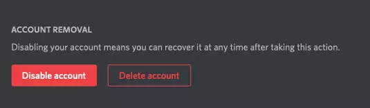 Discord Account Removal in the user settings