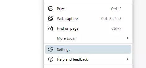 Microsoft Edge: Settings button