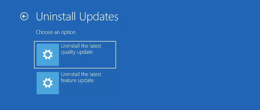 Screenshot of the options to uninstall updates in the Windows 11 troubleshooter