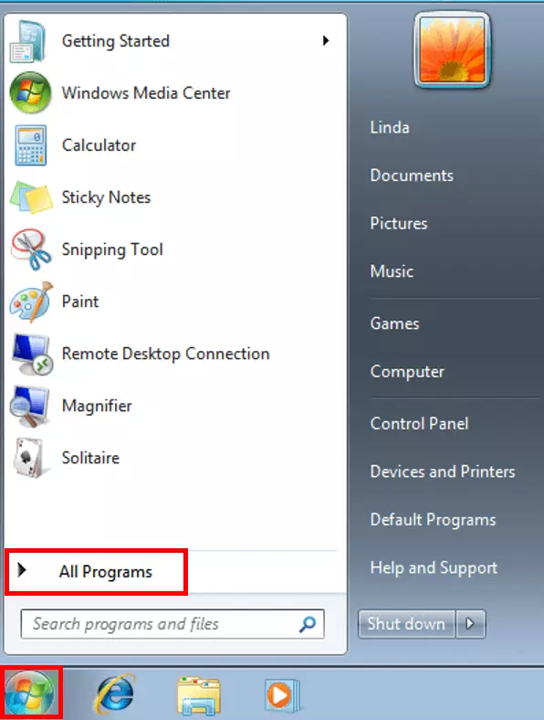 Open ‘All Programs’ with one click