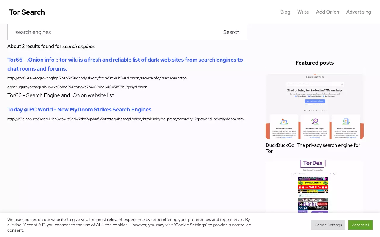 Tor Search results for the term ‘search engines’