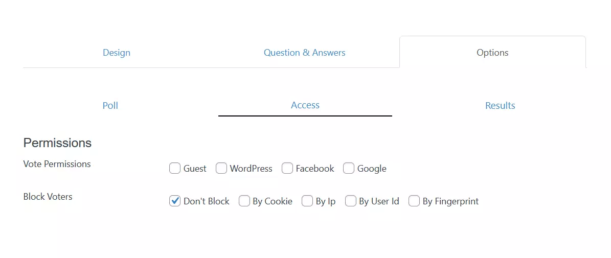 YOP Poll access options