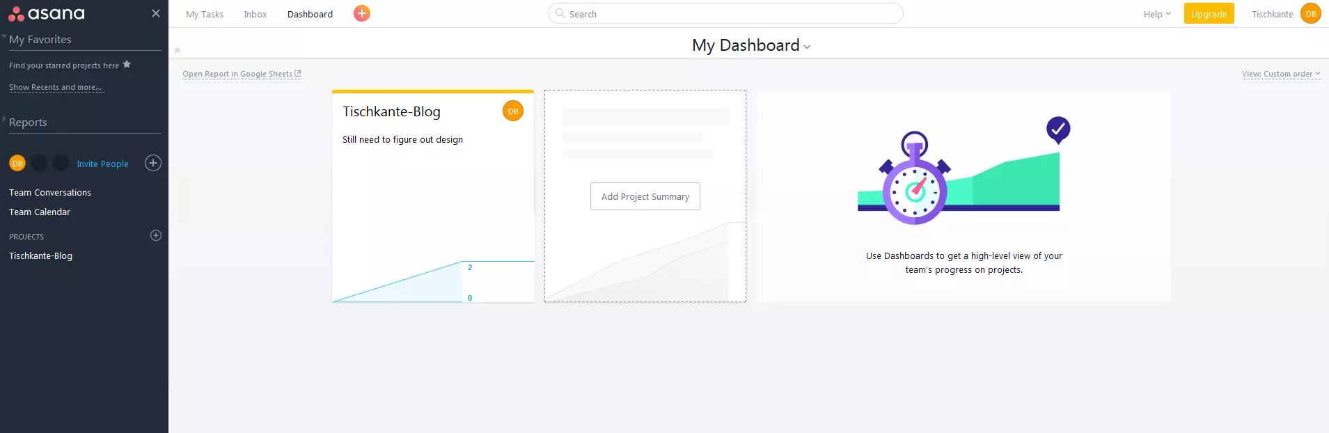 User interface of Asana