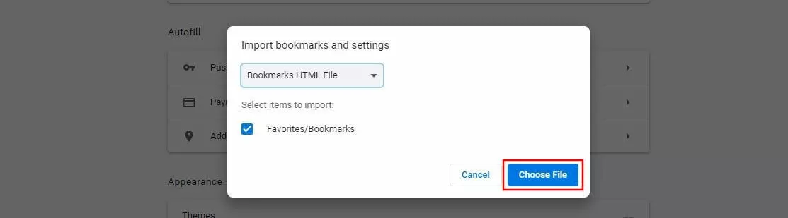 Google Chrome: Importing a bookmark HTML file