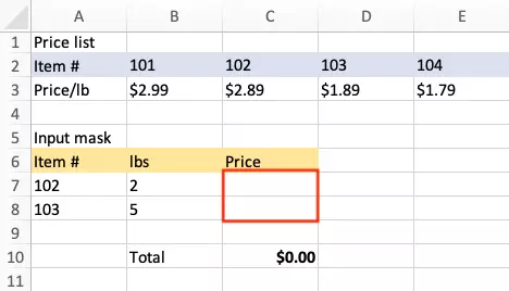 HLOOKUP: multiplying values