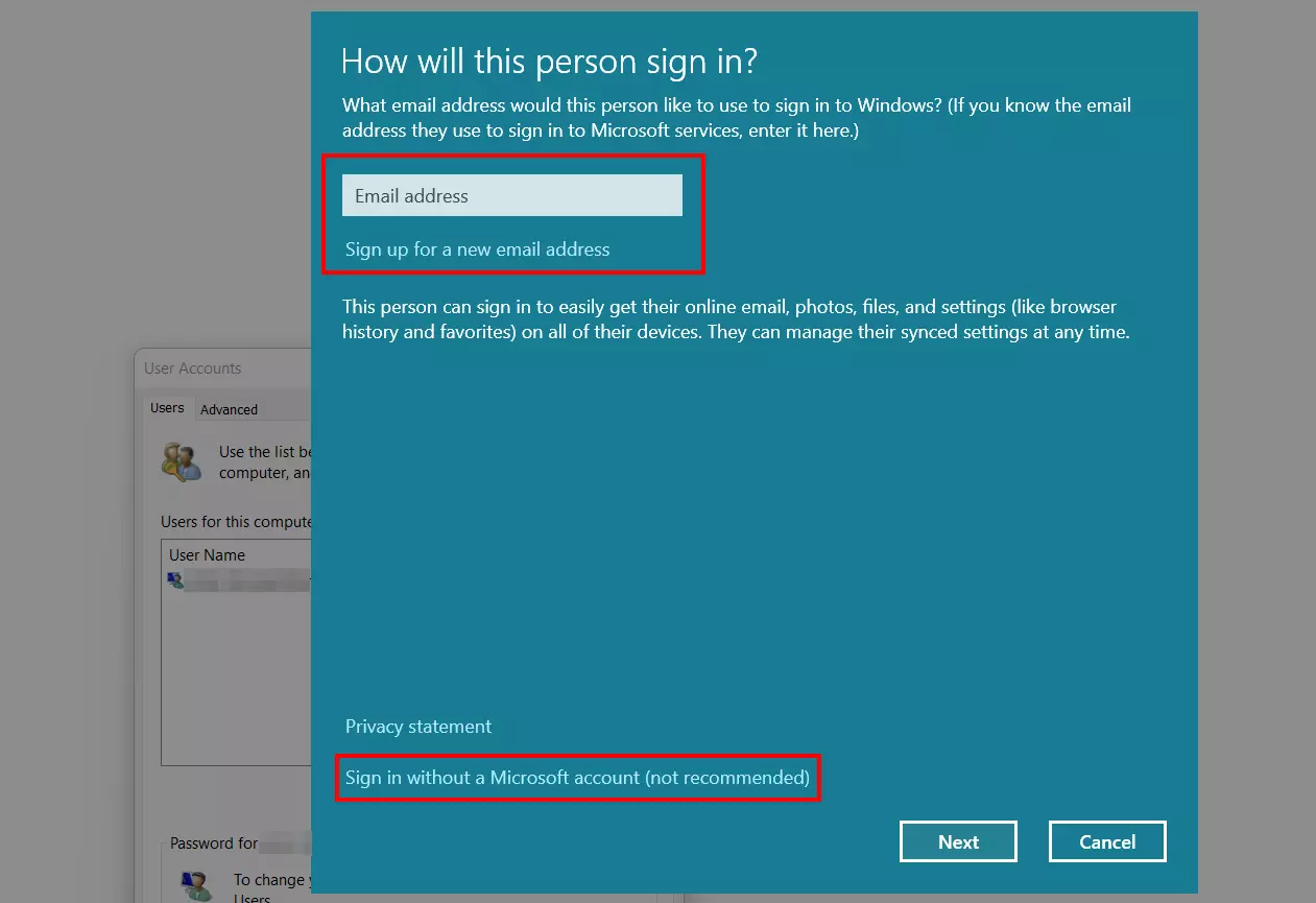 Windows 11: ‘How will this person sign in?’