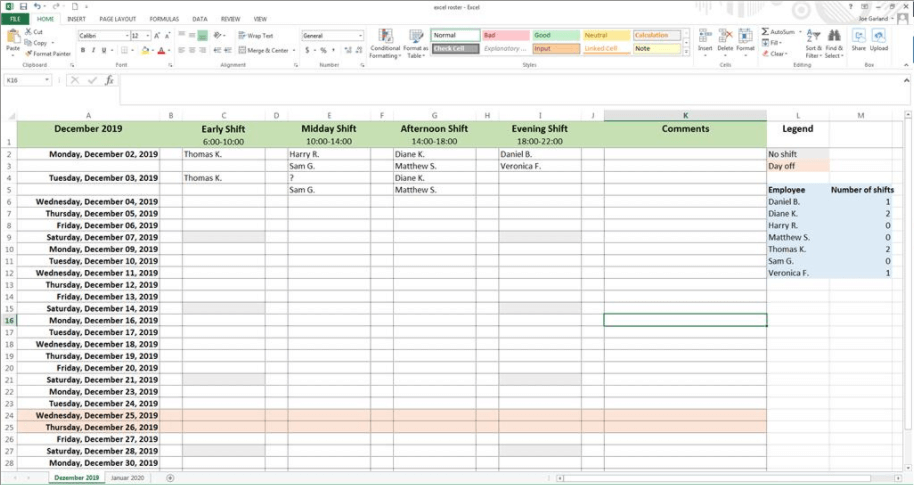 Creating A Work Schedule With Excel Step by step Guide IONOS