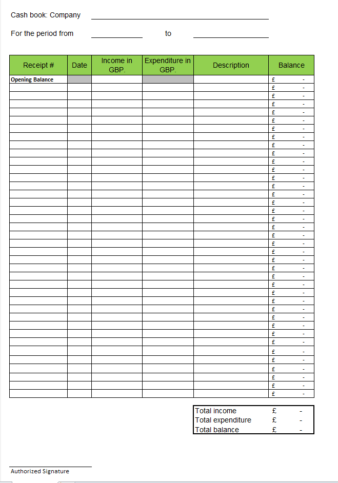 Cash Book Template Free Download IONOS